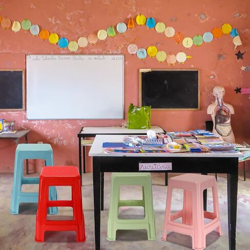 10 Pieces Stackable Classroom Stools 18 Inch Plastic Stools Step Stool Nesting Stools Colorful Plastic Seat Light Duty Large Plastic Stool for Students Classroom Home Office Shower Favors in Saudi Arabia