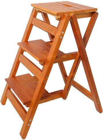 3 Step Stool Home Wooden Folding Ladder Chair Thickened Library Stair Chair Portable Light Garden Tool Ladder Maximum Load 150KG in Saudi Arabia