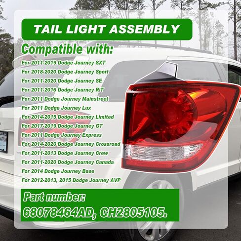 Outer Tail Lights Compatible with Dodge Journey 2011-2020 Rear Taillights Assembly Led Brake Light Tail Lamp Left Driver Side in Kuwait