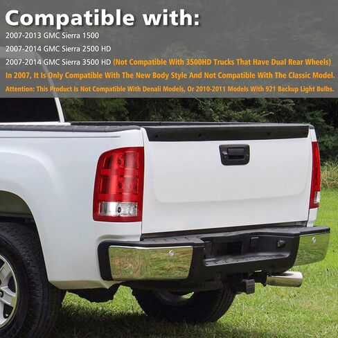 مجموعة مصابيح الذيل متوافقة مع 2007-2013 GMC Sierra 1500 2500HD 3500HD طراز المصنع شاحنة بيك اب الضوء الخلفي مصابيح الفرامل الخلفية OE، جانب الركاب والسائق in Kuwait