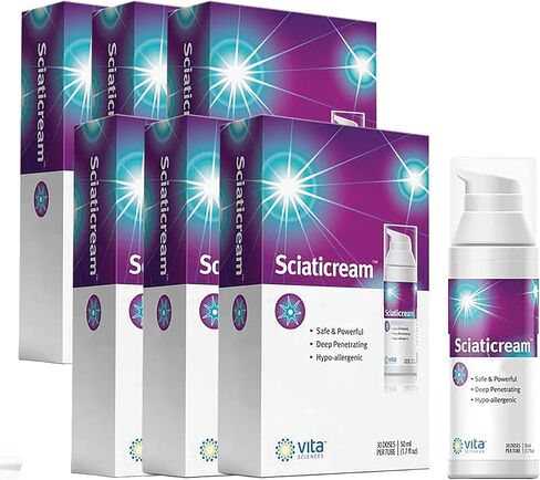 Vita Sciences SciatiCream - كريم لدعم العصب الوركي مع زهرة الأرنيكا، B1، B5، B6، MSM، الألوة وزيت جوز الهند. تركيبة مهدئة سريعة المفعول… in Kuwait