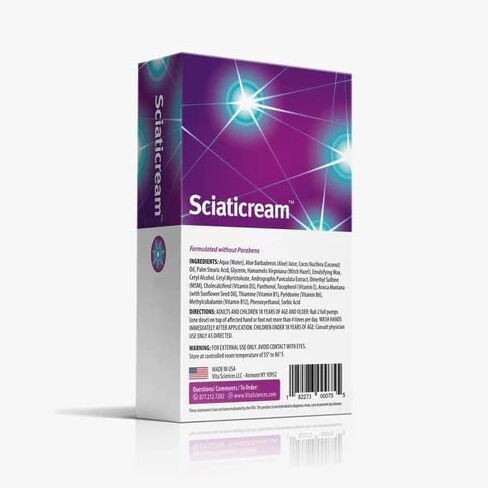 Vita Sciences SciatiCream - كريم لدعم العصب الوركي مع زهرة الأرنيكا، B1، B5، B6، MSM، الألوة وزيت جوز الهند. تركيبة مهدئة سريعة المفعول… in Kuwait