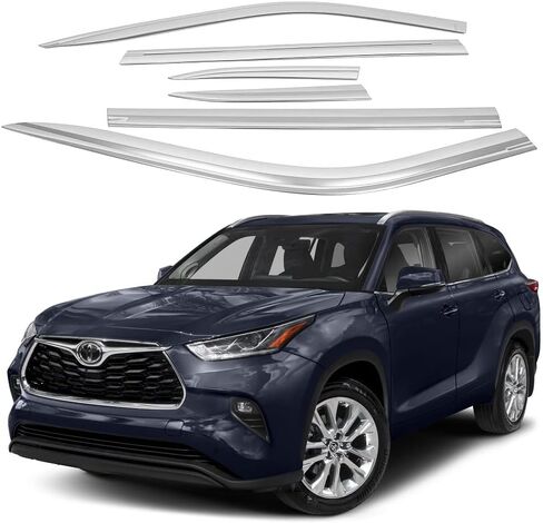 AUTOCLOVER Tape-On Rain Guards Window Visors 6 Pcs Set for Toyota Highlander 2020 2021 2022 2023 2024 / Window Deflectors, Out-Channel Vent Shades (Black) in Saudi Arabia