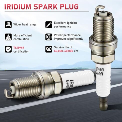 7092 شمعات إشعال إيريديوم 4 عبوات متوافقة مع أكورا هوندا دودج ميتسوبيشي تويوتا كامري كورولا RAV4 سولارا بونتياك فيبي لكزس سكيون xB tC 1.8L 2.0L 2.4L 2.5L L4 H4 لاستبدال BKR6EGP in Kuwait