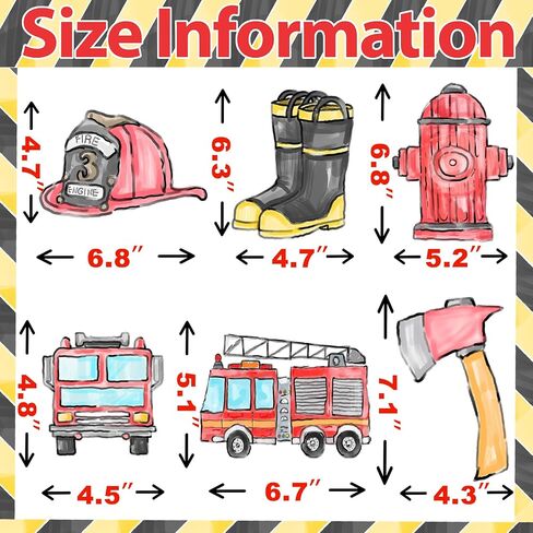 Firetruck Cutouts for Kids' Parties - 12-Piece Vibrant Firetruck Birthday Decorations Set in Saudi Arabia