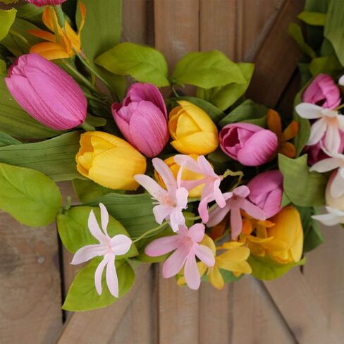 Bibelot 18 بوصة إكليل عيد الفصح إكليل زهرة التوليب الاصطناعي من الحرير وهمية زهرة الربيع إكليل باب عيد الحب إكليل عيد الأم طوال العام أو في الهواء الطلق ديكور داخلي للمنزل والحفلات... in Kuwait