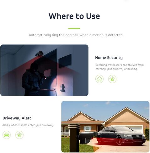 Driveway Alarm, Long Range Wireless Motion Sensor Alarm Outdoor Indoor, Weatherproof Motion Detector Alert for DIY Security Alert System for Outside Yard, Garage, Gate, Pool Safety in Kuwait