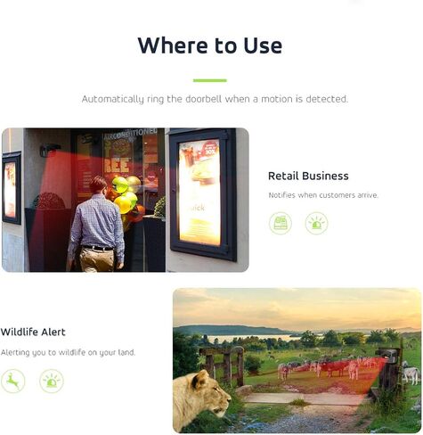 Driveway Alarm, Long Range Wireless Motion Sensor Alarm Outdoor Indoor, Weatherproof Motion Detector Alert for DIY Security Alert System for Outside Yard, Garage, Gate, Pool Safety in Kuwait