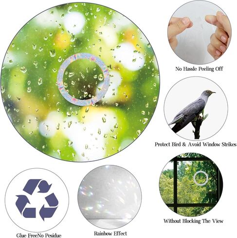 51PCS Birds Static Window Decals for Bird Strikes - Anti-Collision Window Clings to Save Birds from Window Collisions,Non Adhesive Prismatic Window Clings, Rainbow Stickers in Kuwait