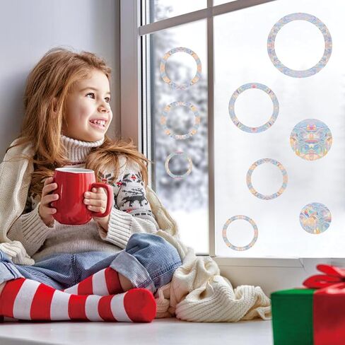 51PCS Birds Static Window Decals for Bird Strikes - Anti-Collision Window Clings to Save Birds from Window Collisions,Non Adhesive Prismatic Window Clings, Rainbow Stickers in Kuwait