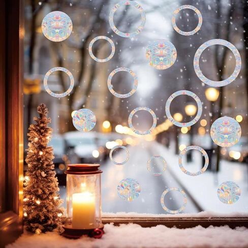 51PCS Birds Static Window Decals for Bird Strikes - Anti-Collision Window Clings to Save Birds from Window Collisions,Non Adhesive Prismatic Window Clings, Rainbow Stickers in Kuwait