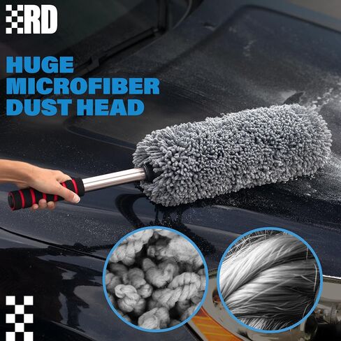 Relentless Drive Car Duster Exterior Scratch Free - Premium Microfiber Duster for Car - Long Secure Extendable Handle, Removes Pollen, Dust & Lint - Large Duster for Car, Truck, SUV, RV & Motorcycle in Saudi Arabia