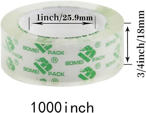 BOMEI PACK 14 بكرة شريط شفاف كريستالي، عبوات شريط شفاف للموزع، شريط حرفي لتغليف الهدايا، المنزل، لوازم المكتب المدرسية، 3/4 بوصة × 1000 بوصة in Kuwait
