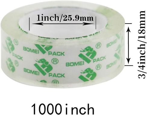 BOMEI PACK 14 بكرة شريط شفاف كريستالي، عبوات شريط شفاف للموزع، شريط حرفي لتغليف الهدايا، المنزل، لوازم المكتب المدرسية، 3/4 بوصة × 1000 بوصة in Kuwait