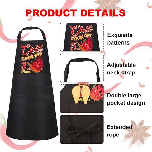 6 Pcs Chili Cook-off Prizes, Chili Cook-Off Aprons 1st 2nd 3rd Prizes Set of 3 Medals Funny Chili Cooking Aprons Adjustable Chili Cook-off Decorations Gifts for Winning Prize in Kuwait