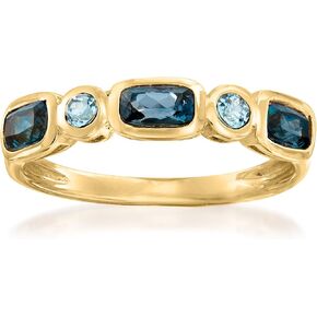 Ross-Simons 0.90 CT. T.W. لندن و Sky Blue Topaz Ring في الذهب الأصفر 14kt. الحجم 5