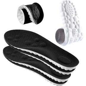 2 Pairs Cloud Insoles for Men Women - 4D Cloud Technology Insole - Super Soft Comfort Insoles, U-Shape Memory Foam Insoles (Black, Men: US 8-11.5)