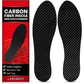 Carbon Fiber Insole for Men & Women 1 Pair: Rigid Shoe Insert for Morton's Toe, Turf Toe, Hallux Rigidus & Limitus, Arthritis - Alternative to Post Op Shoe (245mm, Fit W 8.5-9, Mens 7.5-8)