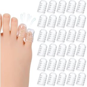 30 Pcs Silicone Toe Protectors Sleeves Anti-Friction Toe Covers for Men Women Breathable Little Big Pinky Toe Caps Guards for Feet Blisters Ingrown Calluses
