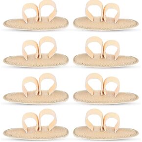 Woanger 8 Pcs Hammer Toe Crest Cushion Soft Straightener Buttress Pads Splint Reduces Pressure from Calluses and Hammer Toes, Medium, Right, Left(Single Hole,Beige)