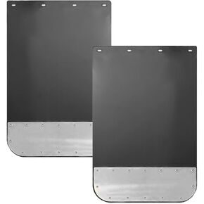 Pair Universal Mud Flaps w/Stainless Steel Plates for Semi-Truck Trailer Truck, 24x36 Splash Guard with Heavy Duty Mud Flap Weights Bottom Chrome for Peterbilt Kenworth Volvo