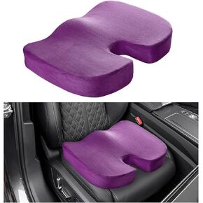 Memory Foam Seat Chair Cushion, Comfortable Auto Cushions for Long Periods of Sitting, Pregnancy Car Seat Cushion for Back, Coccyx & Sacrum Pain Relief, Car Accessories (Black)