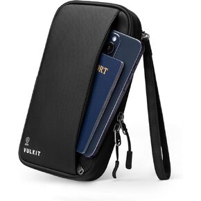 VULKIT Passport Wallet Family Passport Holder, RFID Blocking Travel Document Organizer with Wrist Strap Travel Wallet