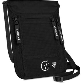 Premium Neck Wallet Travel Pouch وحامل جوازات السفر ، RFID محمي ، جواز سفر مع غطاء. رقبة حامل جواز السفر للرجال والنساء