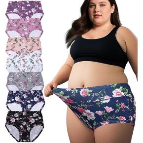 سراويل داخلية للطباعة الزهرية النسائية زهرية للنساء للنساء Flower 7 Pack XL-5XL High Pheries Ladies