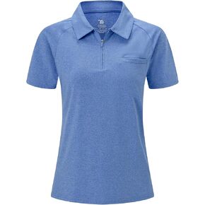 BGOWATU Women's Short Sleeve Golf Polo Shirts 1/4 Zip Tennis Tops Collared T-Shirts UV Protection Quick Dry