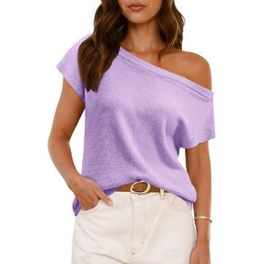 UNCLECAT Women's Off The Shoulder Tops 2025 Trendy Summer Sweaters Casual Lightweight Knit Pullover