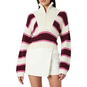 The Drop Women's Russel Stripe Half Zip Sweater