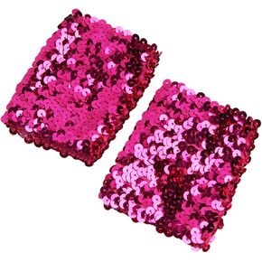 Fashionable Sequins Cuffs For Wrist Blingbling Arm Sleeve For Cosplay Stretchy Elastic Arm Sleeves For Shows, Rose Red