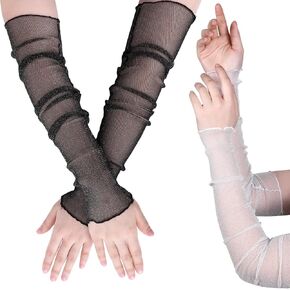2pairs من الأكمام ذات الدانتيل الطويلة للسيدات ، قفازات شبكية تول ، أنشطة الحفلات الرياضية في الهواء الطلق للحفلات