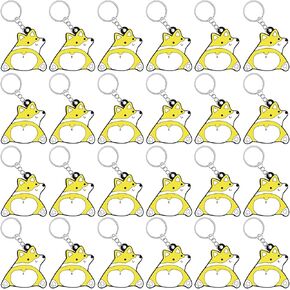 CiciBear 24 Pack Corgi Keychains Party for Corgi Puppy, Pet Animals,Let's Pawty Party, Animal Lover, Kids Birthday, Baby Shower