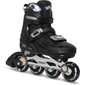 Nattork Kids Inline Skates ديكورات سيارات السباق الرائعة للأولاد والبنات والأطفال، 4 مقاسات زلاجات رباعية قابلة للتعديل مع جميع العجلات المضيئة - هدية عيد ميلاد للرياضات الداخلية والخارجية in Kuwait