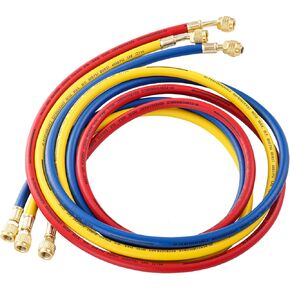 AC Manifold Hose Set, 22985 Plus II Manifold Kit with 1/4 SAE, 4 Layer Vacuum Refrigerant Hose 800 PSI Working Pressure, 6FT A/C Charging Kit (72'')