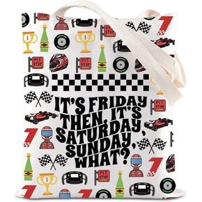 KUIYAI Racing Lovers Tote Bag Sunday Racing Shoulder Bag Checkered Flag Gift Game Day Gift Racer Team Canvas Bag