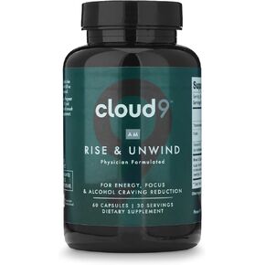 Cloud9 Rise & Unwind AM - Morning Wellness Supplement for Clarity & Vitality with Brain Health Support - Energy Supplement with Essential Nutrients, Adaptogens & Hydration Support for Daily Balance
