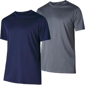 Men’s Athletic Short Sleeve Gym Workout T-Shirts 2 Pack Mens Dry Fit Tees Moisture Wicking Crew Neck Running T Shirt for Men