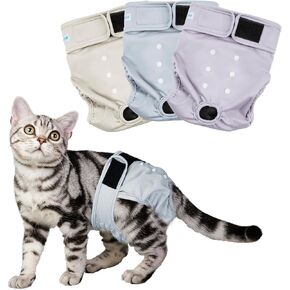 Paw Legend Reusable Cat Diapers (Pack of 3) with Good Absorbency Cat Diapers for Female Cats & Male Cat Easy to Put on Adorable Diapers for Cats Secure Fit in Kuwait