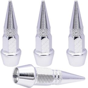4PCS Spiked Style Tire Valve Stem Caps, Universal Aluminium Alloy Dustproof Tire Valve Stem Covers for Cars, SUV, Trucks, Bikes, Motorcycles, Bicycles(60MM & Black)