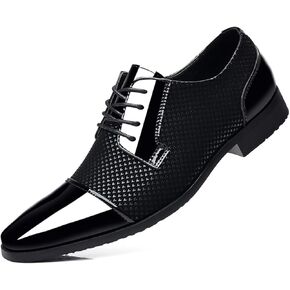 Men's Dress Shoes Patent Leather Oxfords Classic Lace-up Formal Tuxedo Shoes Business Wedding Derby Shoes Cap Toe Fashion
