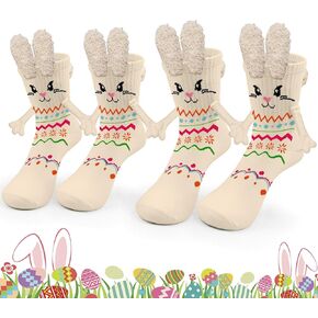 2 Pair Easter Holding Hands Socks, Funny 3D Magnetic Kids Socks, Novelty Easter Gifts for Kids,Adults, Teens,Couple