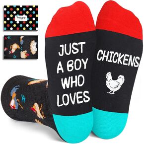 HAPPYPOP Funny Chicken Gifts for Boys - Horse Chicken Socks For Kids 7-9 Years Old Animal Lovers