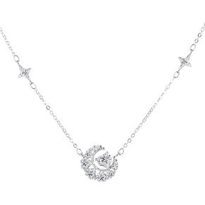 قلادة قلادة من الذهب 14K الذهب 0.5CT قلادة قلادة للنساء ، VVS1 D-Color Moon and Stars ، Grusing Gift لأمك