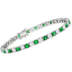 Ross-Simons 4.35 ct. t.w. Simulated Gemstone and 4.35 ct. t.w. CZ Tennis Bracelet in Sterling Silver