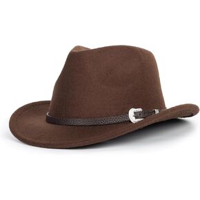 IZUS Kids Brown-Western Felt-Cowboy-Hats Baby-Boys Outback-Country Retro-Rodeo-Hat Wedding-Dress-Acc