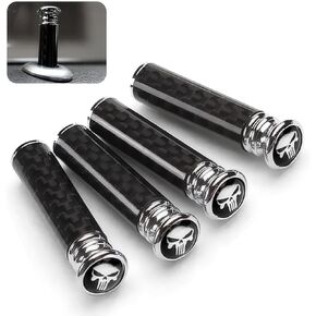 4 PCS CAR 1.45 "× 0.39" مقبض قفل الألياف الألياف الكربونية ، تصميم جمجمة مخصصة تغطية دبوس قفل الباب المقاوم للصدأ ، إكسسوارات تعديل ، لمعظم السيارات ، الشاحنات (أسود)