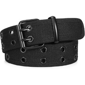 WHIPPY Canvas Double Grommet Belt Unisex Casual Double Prong Belt for Men Women for Jeans Pants